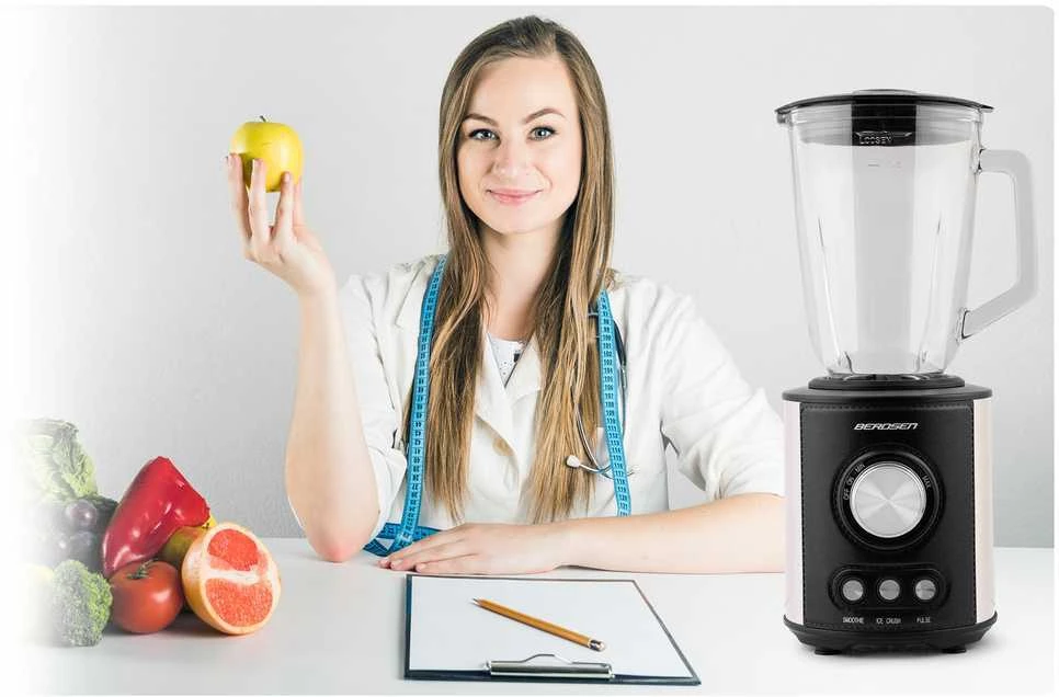 Juodas BD-751 Berdsen stiklinis trintuvas smoothie kokteiliams ir ledui, 1,5 l, 800 W