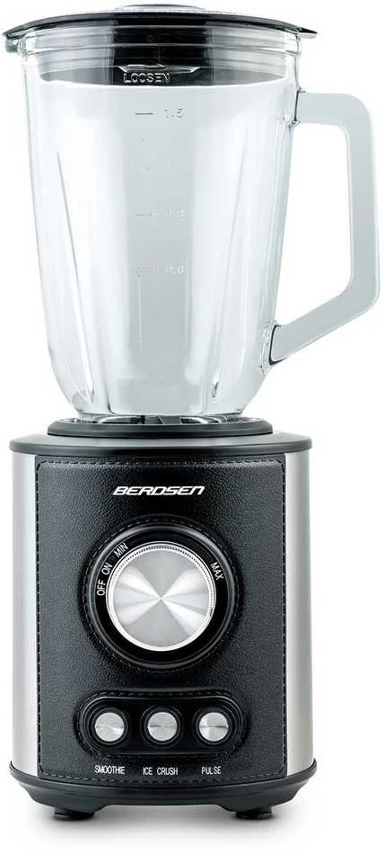 Juodas BD-751 Berdsen stiklinis trintuvas smoothie kokteiliams ir ledui, 1,5 l, 800 W