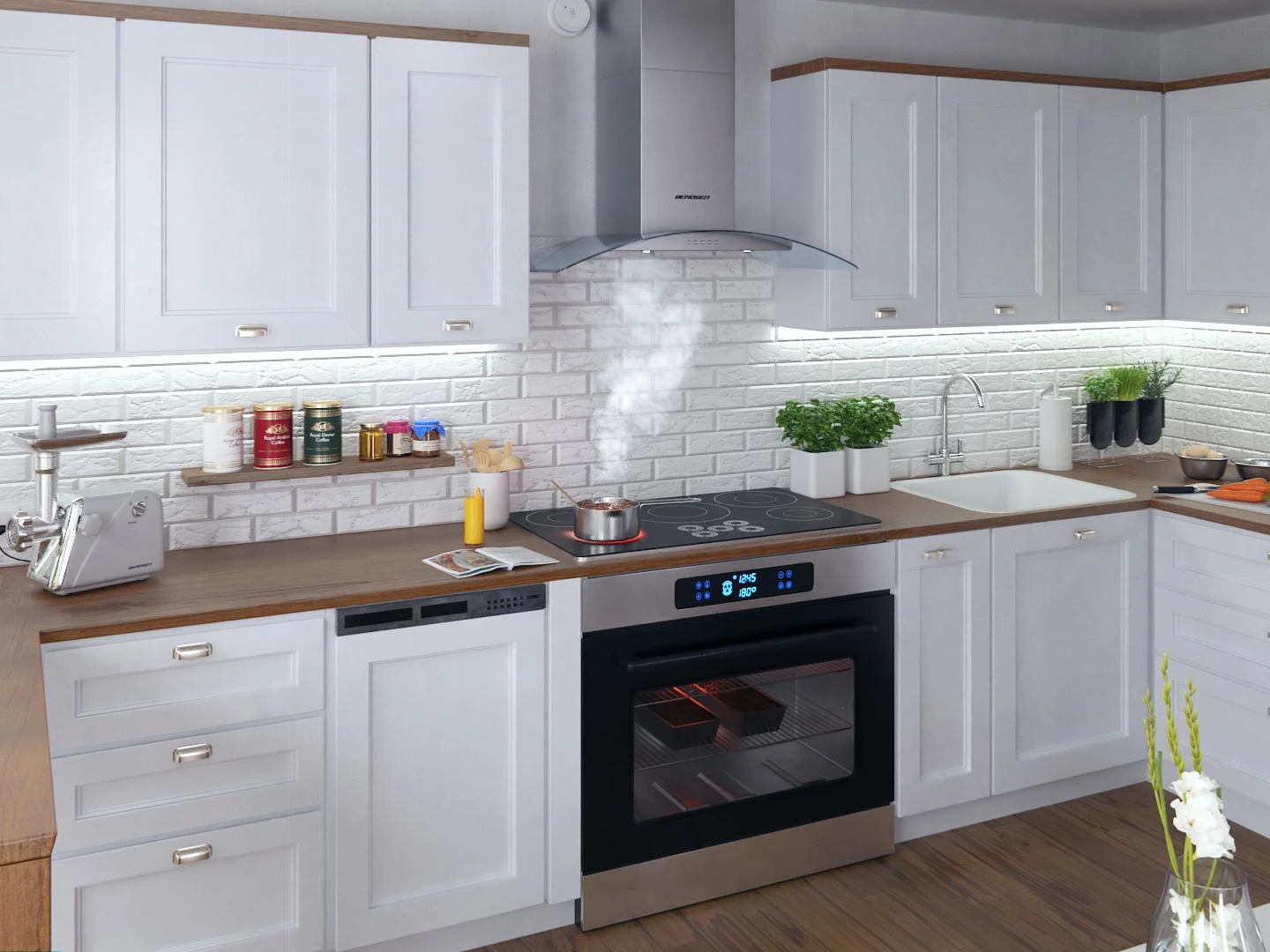 Berdsen BT-223 INOX 90 cm kamininis virtuvinis gartraukis