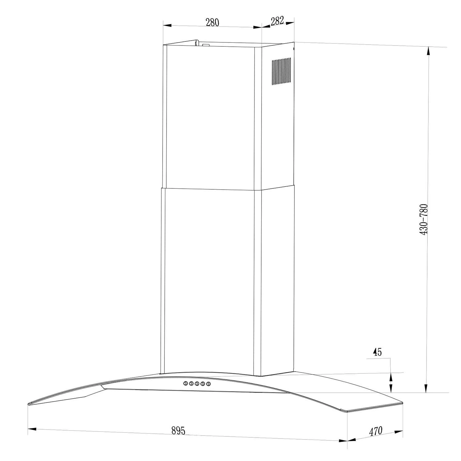 Berdsen BT-223 INOX 90 cm kamininis virtuvinis gartraukis