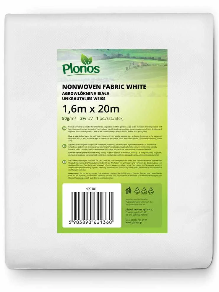 Danga agrotekstilė 2000 cm x 160 cm Plonos - balta