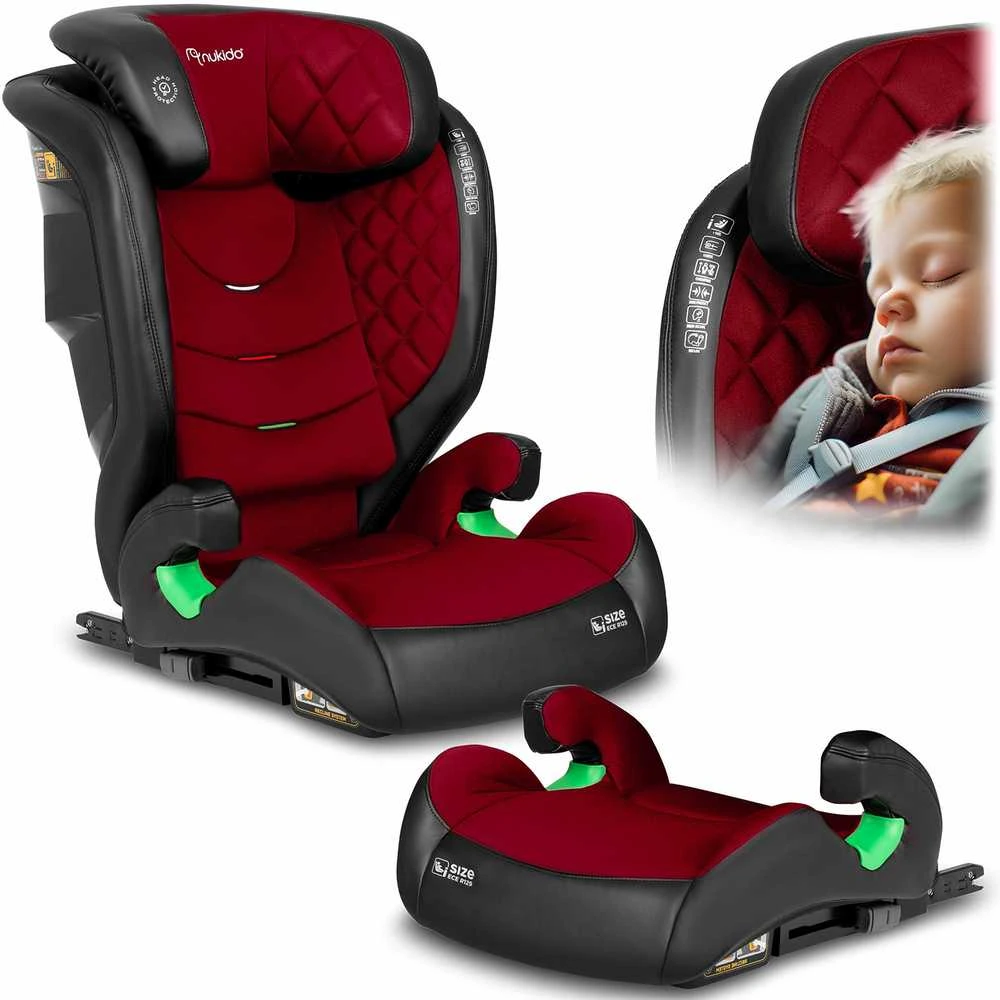 Automobilinė kėdutė Nukido Louis juoda - raudona, 15-36 kg ISOFIX