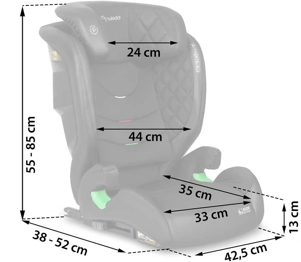 Nukido Louis automobilinė kėdutė, juoda/tamsiai mėlyna, 15-36 kg, ISOFIX