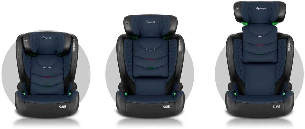 Nukido Louis automobilinė kėdutė, juoda/tamsiai mėlyna, 15-36 kg, ISOFIX