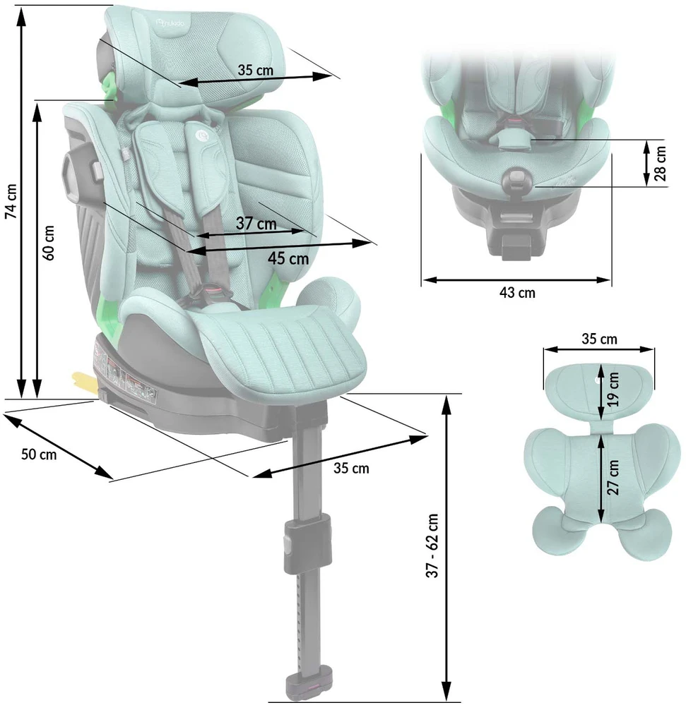 Automobilinė kėdutė oborotowy su nogą Nukido Shelly 0-12 lat I-Size ISOFIX