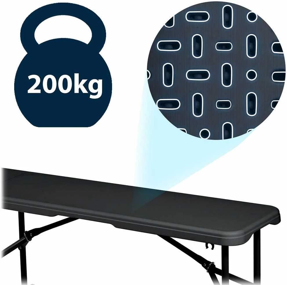 Sulankstomas sodo suolas maitinimo reikmėms, 180 cm, juodas, „Plonos“