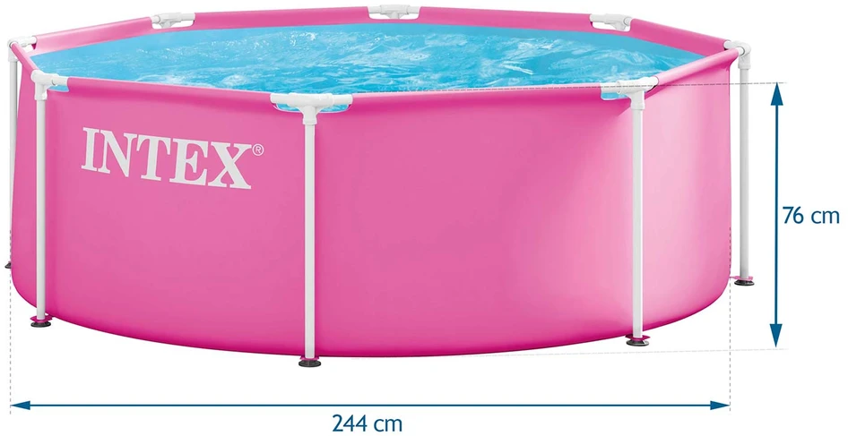 Sodo karkasinis baseinas apvalus vaikams 244×76 cm, rožinis, INTEX 28290ND