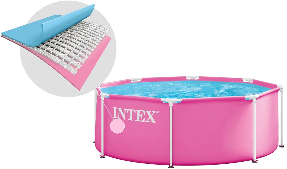 Sodo karkasinis baseinas apvalus vaikams 244×76 cm, rožinis, INTEX 28290ND