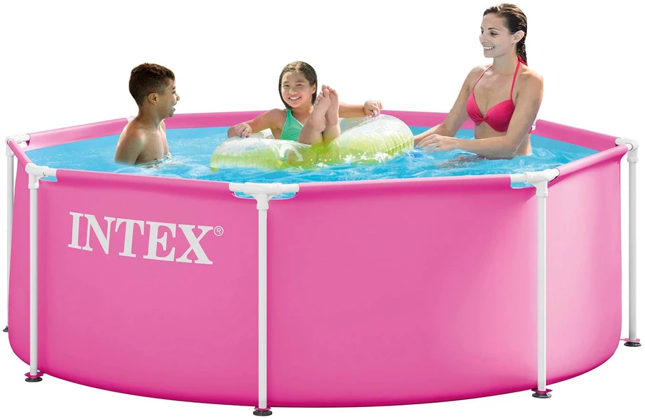 Sodo karkasinis baseinas apvalus vaikams 244×76 cm, rožinis, INTEX 28290ND