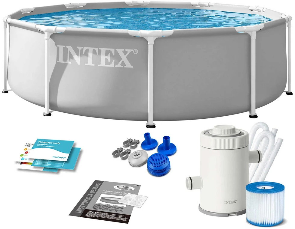 Sodo karkasinis apvalus baseinas 305×76 cm su siurbliu, INTEX 26702ND