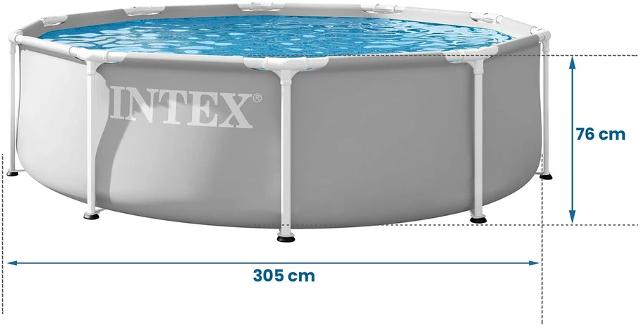Sodo karkasinis baseinas apvalus 305×76 cm, pilkas, INTEX 26700ND