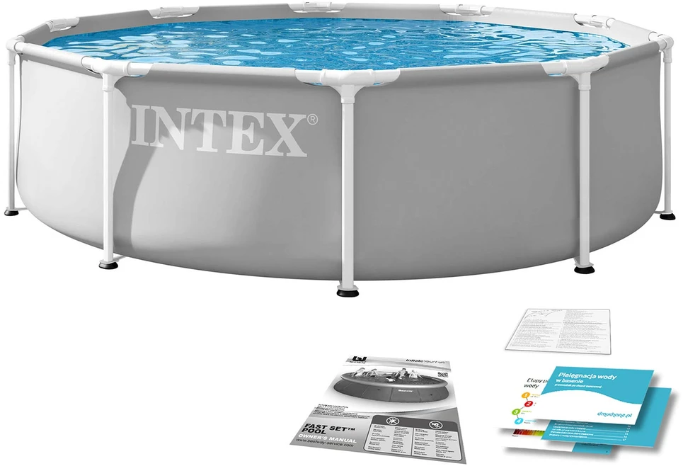 Sodo karkasinis baseinas apvalus 305×76 cm, pilkas, INTEX 26700ND