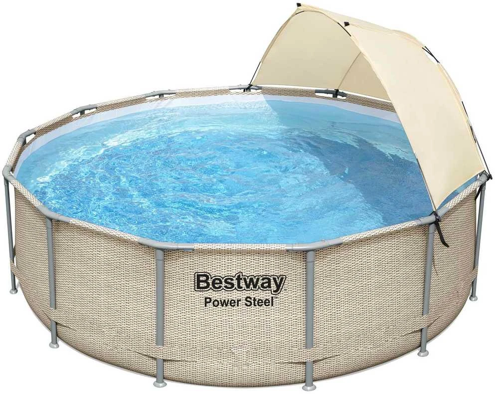 Baseinas su rėmu ir gaubtu 13FT 396x107 cm Power Steel BESTWAY