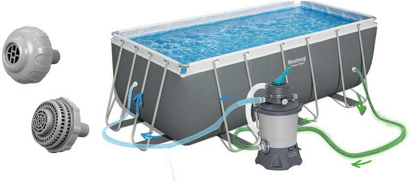 Stovas prie baseino 412 cm x 201 cm x 122 cm POWER STEEL BESTWAY