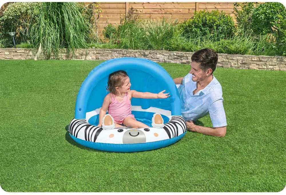 Bestway Bestway 52559 Pripučiamas baseinas su stogu ir pumpuojamu dugnu Zebra 97cm x 66cm