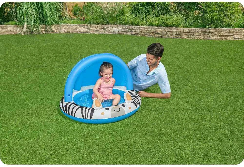 Bestway Bestway 52559 Pripučiamas baseinas su stogu ir pumpuojamu dugnu Zebra 97cm x 66cm