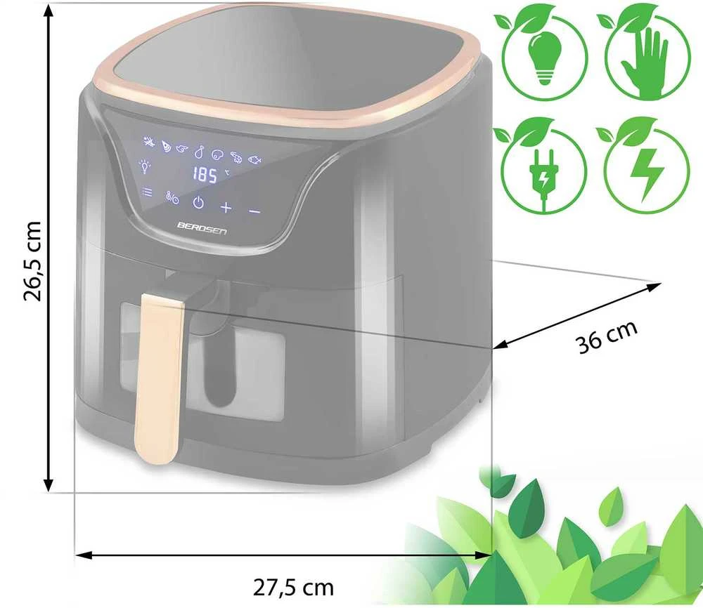 Berdsen Bealiejė oro gruzdintuvė Air Fryer BD-652 juodos ir aukso spalvų