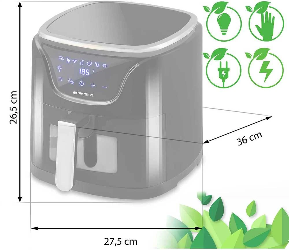 Berdsen Bealiejė gruzdintuvė Air Fryer 5 l BD-652 juodos ir sidabrinės spalvos