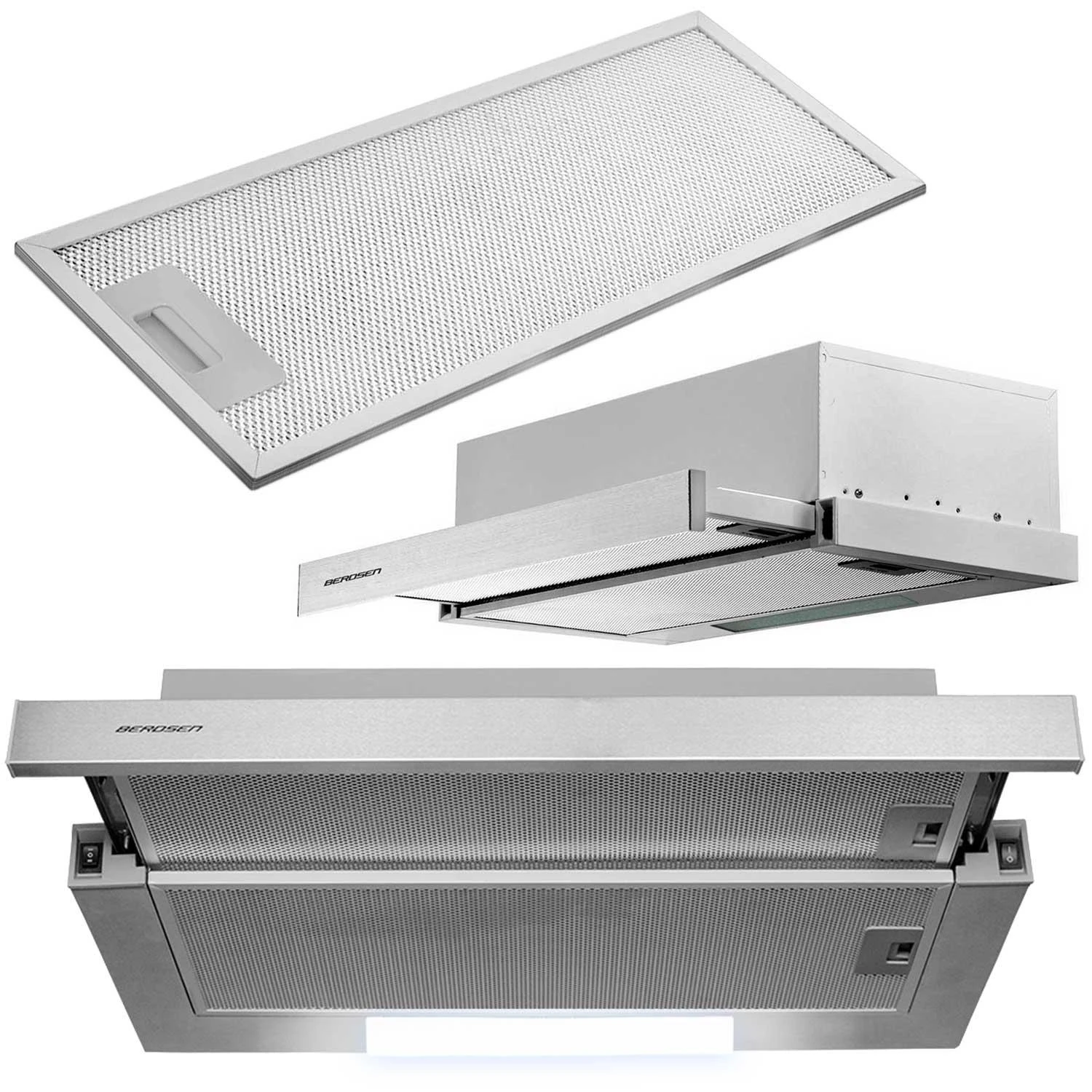 Berdsen teleskopinis virtuvinis gartraukis BE-60-LW 60 cm INOX