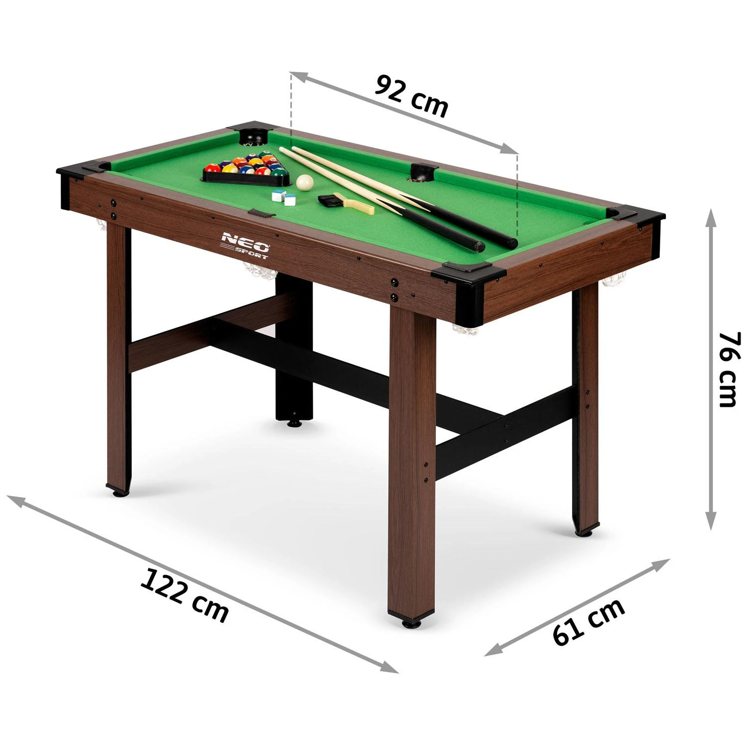 9 Neo-Sport Biliardo stalas 122 x 61 x 76 cm NS-807 tamsiai rudas