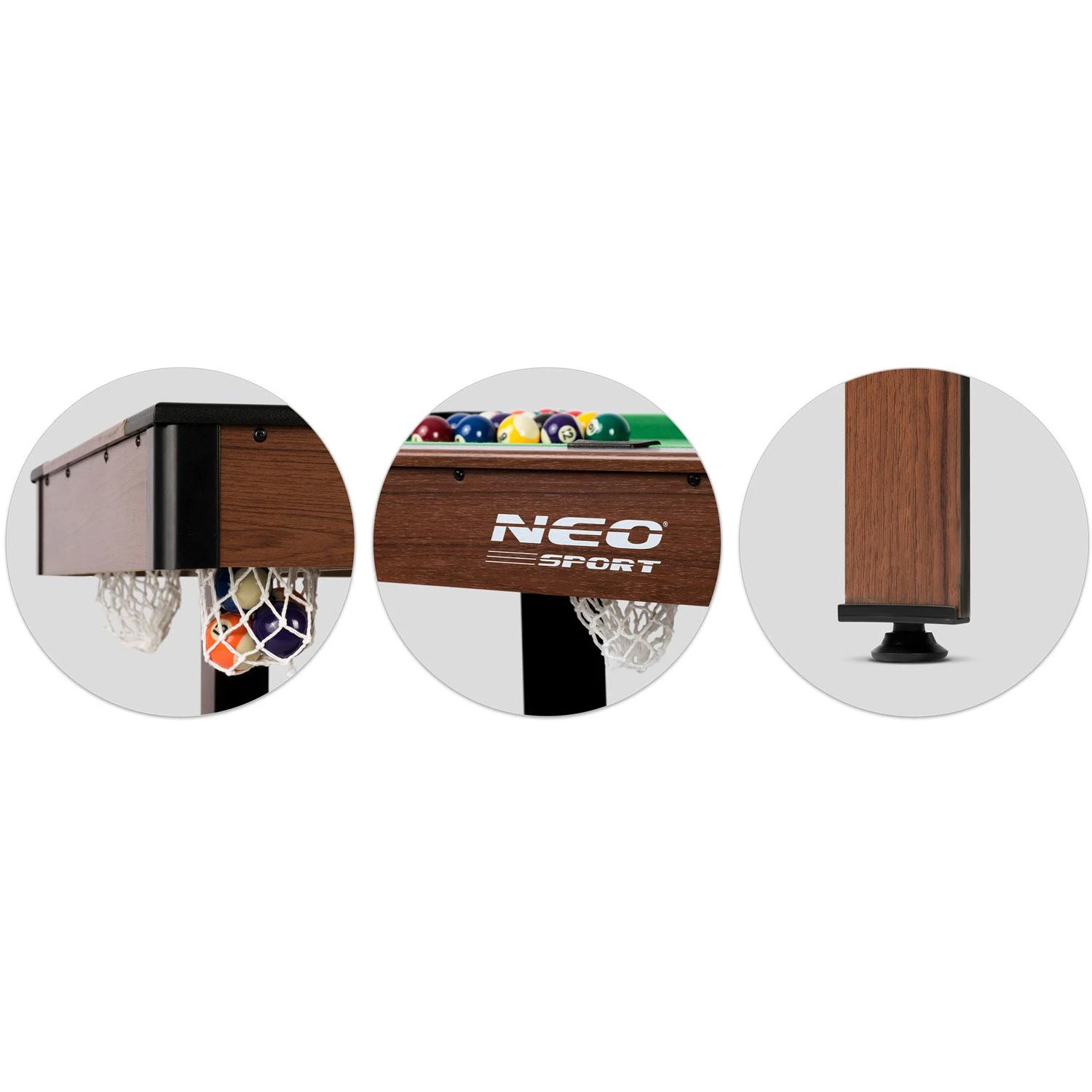 9 Neo-Sport Biliardo stalas 122 x 61 x 76 cm NS-807 tamsiai rudas