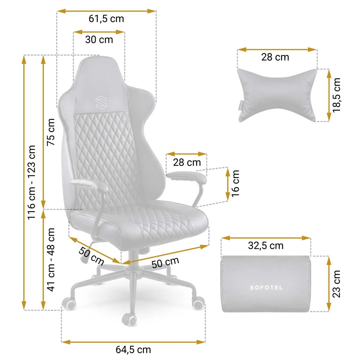 Sofotel Ergonomiška biuro kėdė, reguliuojamo aukščio, su juosmens ir galvos atrama, patogi stalo kėdė, juoda vadovo kėdė