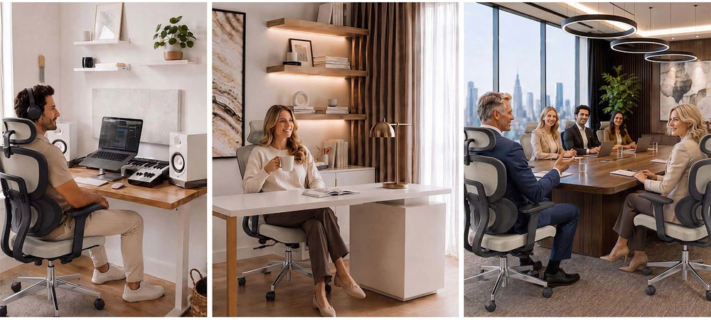 Sofotel Ergonomiška biuro kėdė su tinklelio atlošu, reguliuojamomis funkcijomis, juosmens atrama, namams ir biurui, patogi stalo kėdė, vadovo kėdė