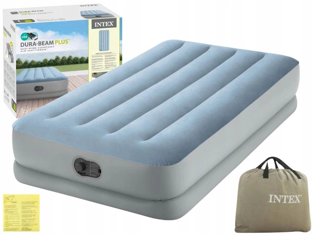 čiužinys pripučiamas vienvietis 191x99x36 cm su įmontuotu elektriniu USB siurbliu lova INTEX 64157