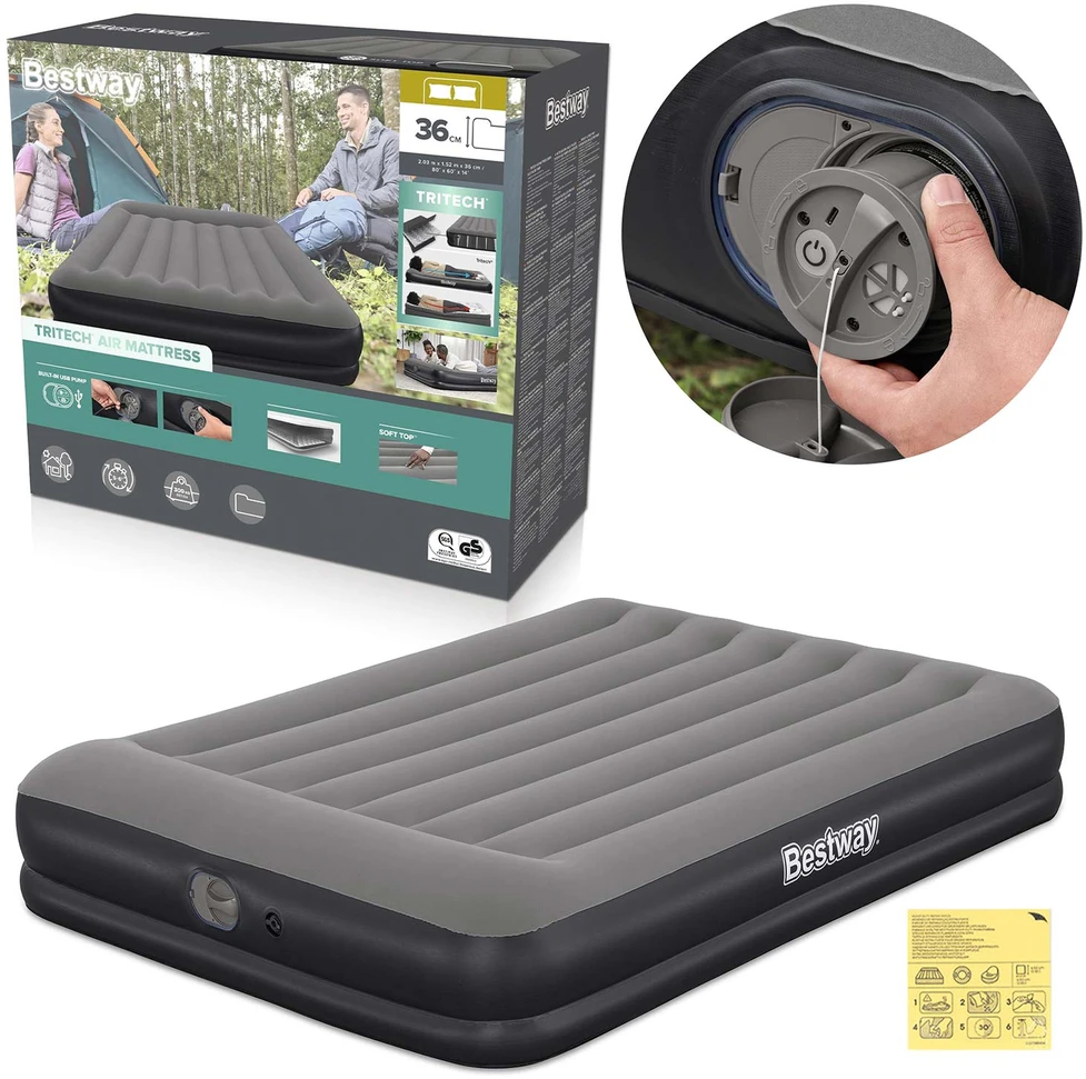 Bestway Savaime prisipučiantis turistinis čiužinys 2 asmenims 300 kg TRITECH 203x152cm 671BU
