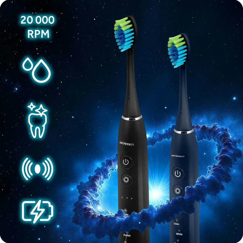 Dantų šepetėlis Berdsen Galaxy Duo sonic dantų šepetėlių rinkinys iš 2 vnt