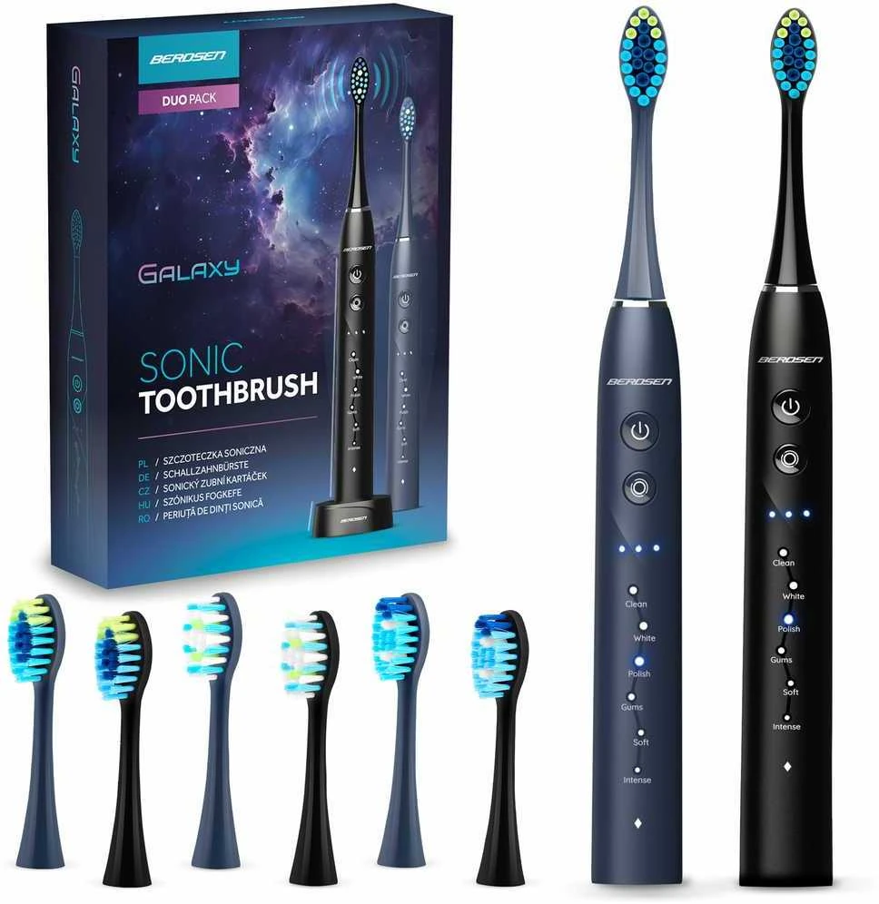 Dantų šepetėlis Berdsen Galaxy Duo sonic dantų šepetėlių rinkinys iš 2 vnt