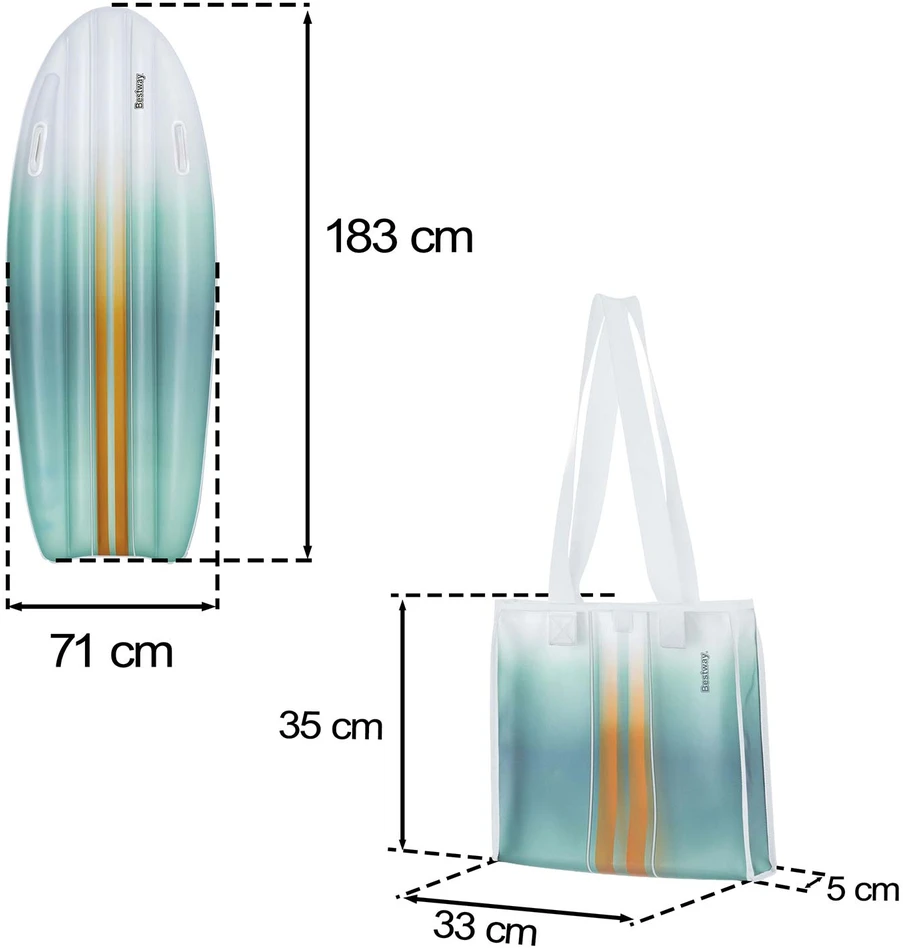 Bestway TAHITI paplūdimio čiužinys su rankenomis 178x56cm + paplūdimio krepšys 42072