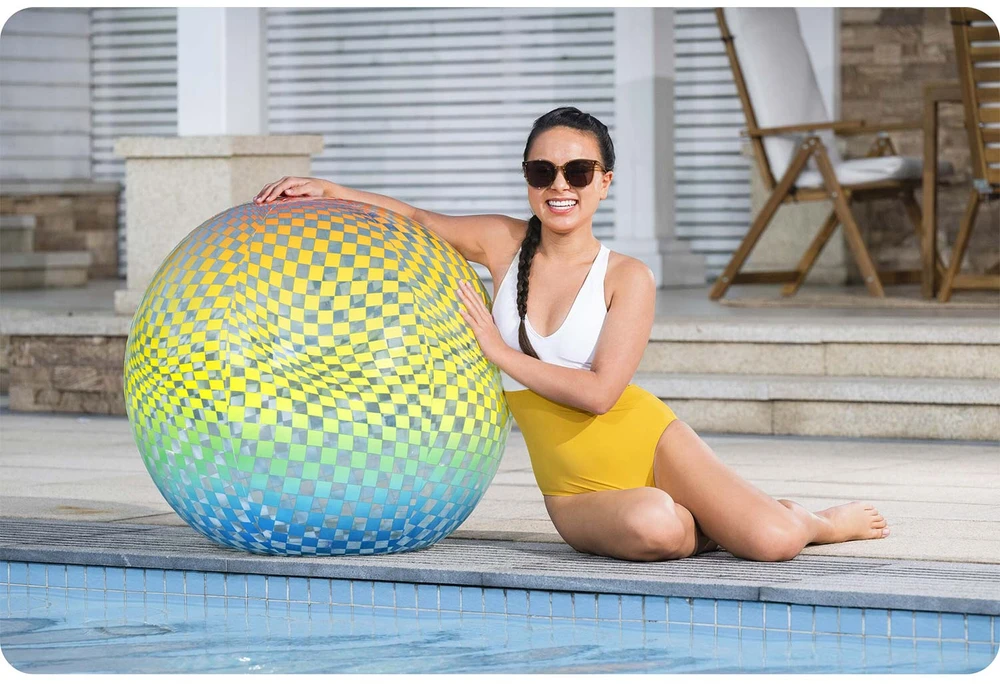 Bestway pripučiamas paplūdimio kamuolys SPALVINGI KVADRATAI - didelis 107 cm 31152