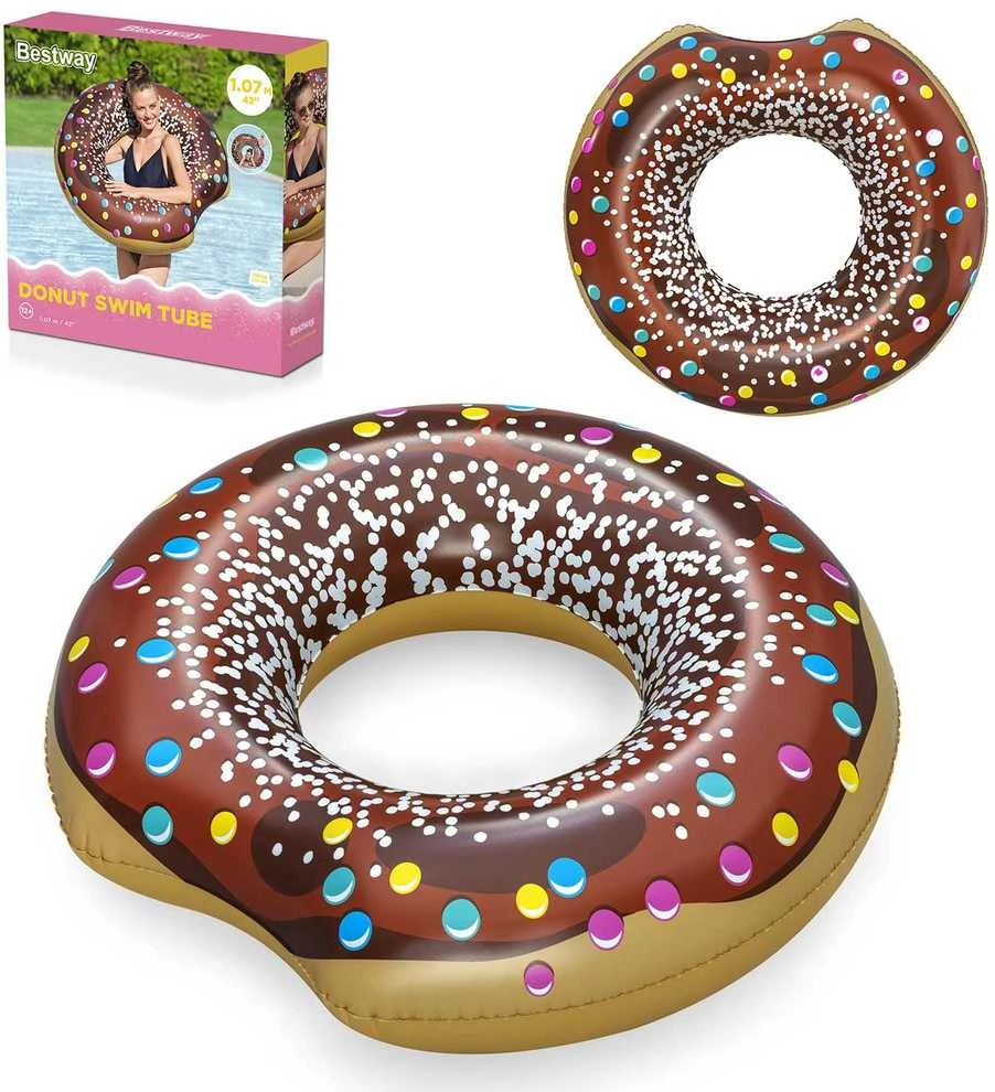 Pripučiamas paplūdimio ratas maudynėms rudas „Donut“ 107 cm „BESTWAY“