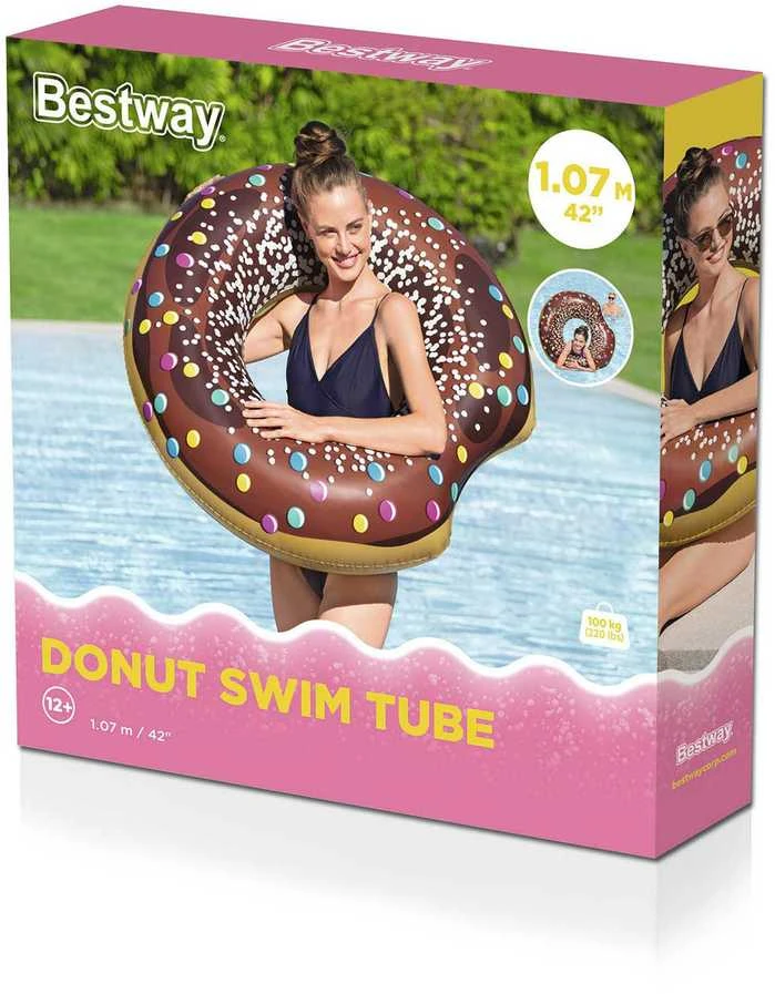 Pripučiamas paplūdimio ratas maudynėms rudas „Donut“ 107 cm „BESTWAY“