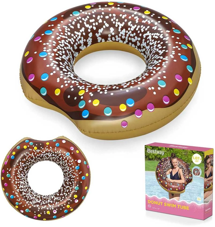 Pripučiamas paplūdimio ratas maudynėms rudas „Donut“ 107 cm „BESTWAY“
