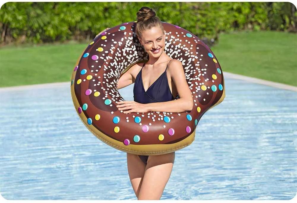 Pripučiamas paplūdimio ratas maudynėms rudas „Donut“ 107 cm „BESTWAY“