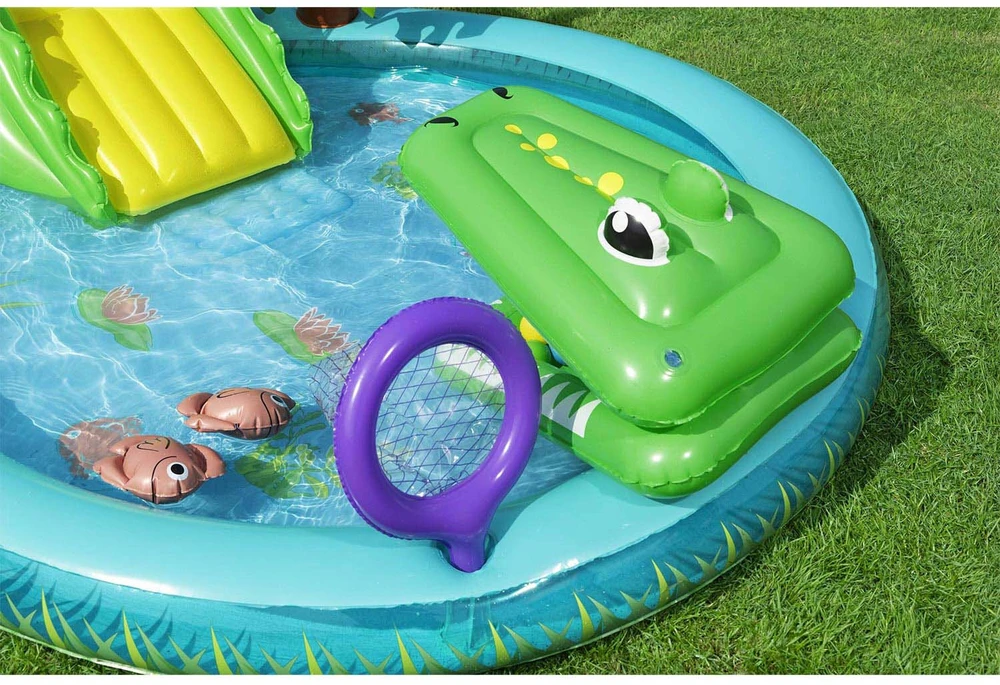 Bestway pripučiama žaidimų aikštelė CROCODILE čiuožykla + purkštuvas + kamuoliukai 53166