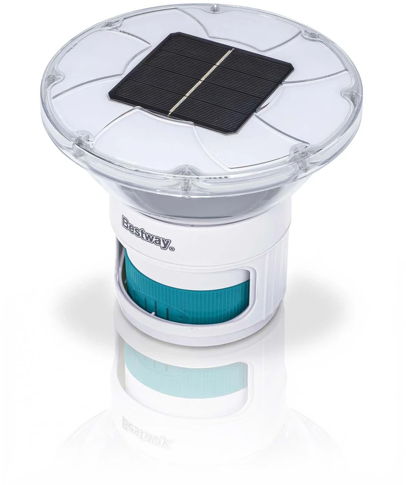 Bestway „SolarGlow“ LED cheminių medžiagų dozatorius su 4 spalvų šviesa, chloro dozatorius, turkio spalvos, baltas, ABS, polipropilenas (PP), nerūdijantis plienas, IP68, LED, kintamos spalvos