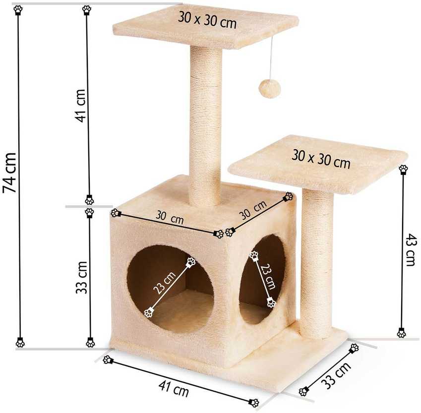 Draskyklė, katės namelis 74 cm DR-252 kreminė Pethaus
