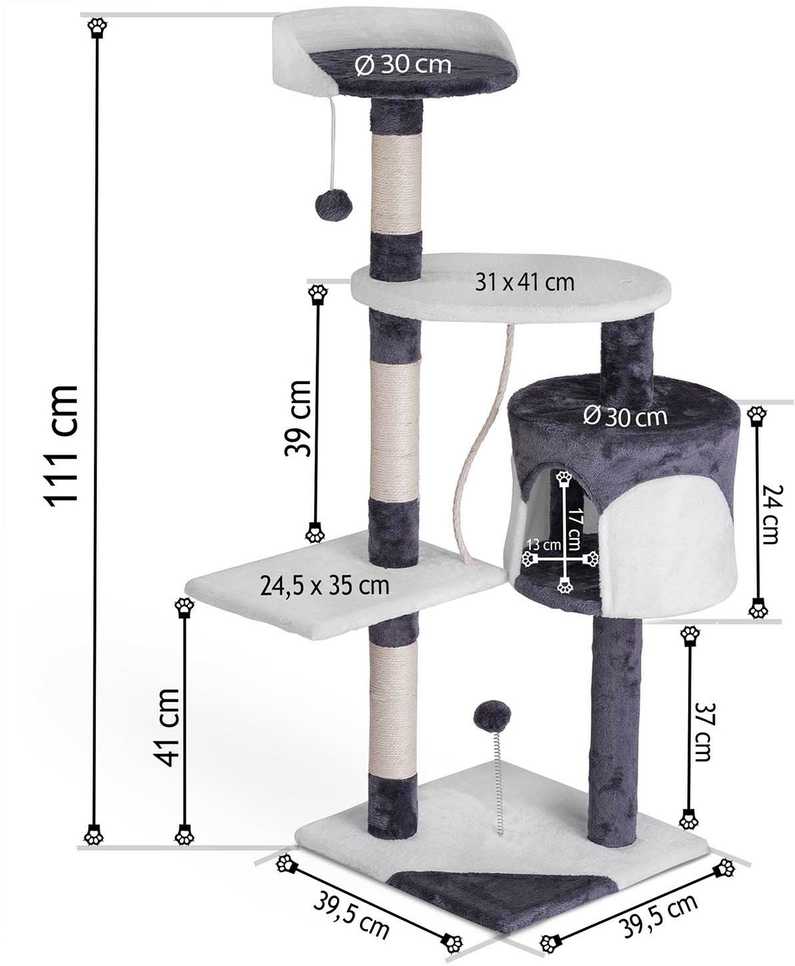 Katės draskyklė 112 cm DR-261 Pethaus pilka ir balta
