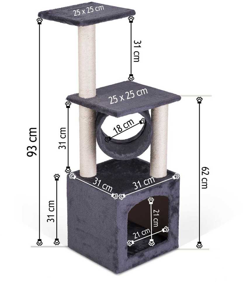 Katės draskyklė 93 cm DR-259 Pethaus su pele, pilka