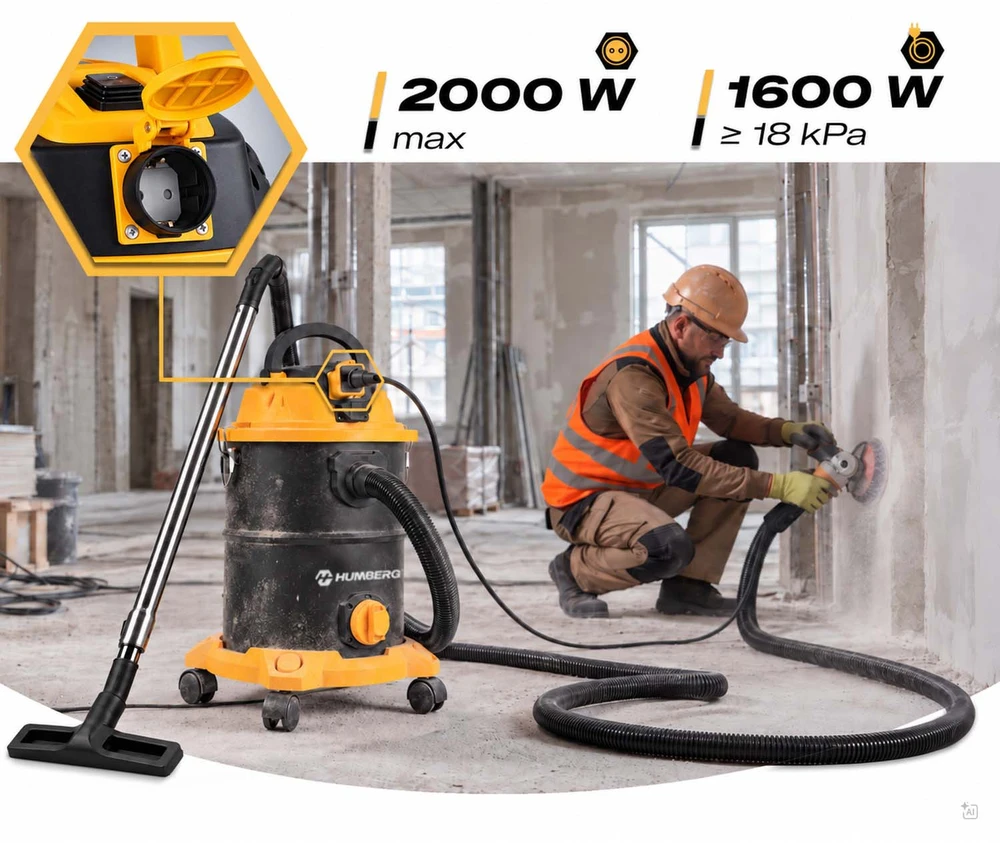 Humberg Dulkių siurblys pramoninis 20 l 3600 W universalus na mokro i sucho HM-407