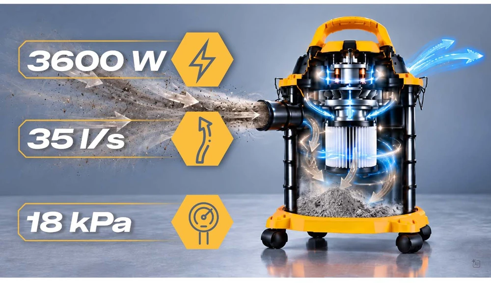 Dulkių siurblys pramoninis 30 l 3600 W universalus na mokro i sucho Humberg HM-408