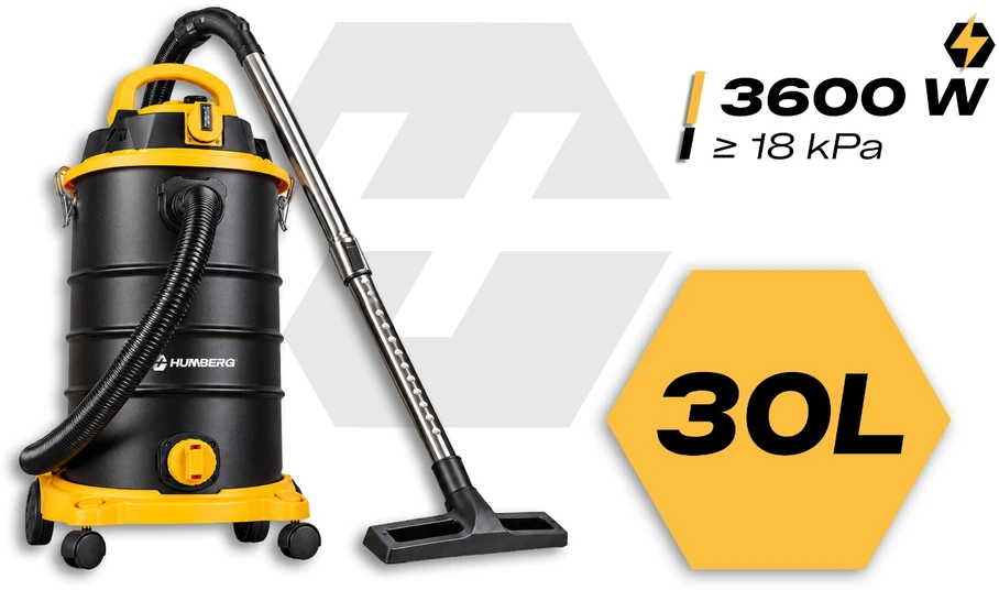 Dulkių siurblys pramoninis 30 l 3600 W universalus na mokro i sucho Humberg HM-408