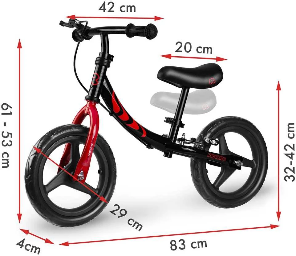 Ricokids balansinis dviratis – išmatavimų schema