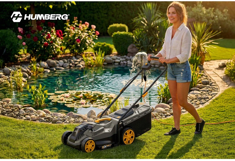 Lengva ir galinga elektrinė vejapjovė su reguliavimu 1400 W 34 cm Humberg HM-612