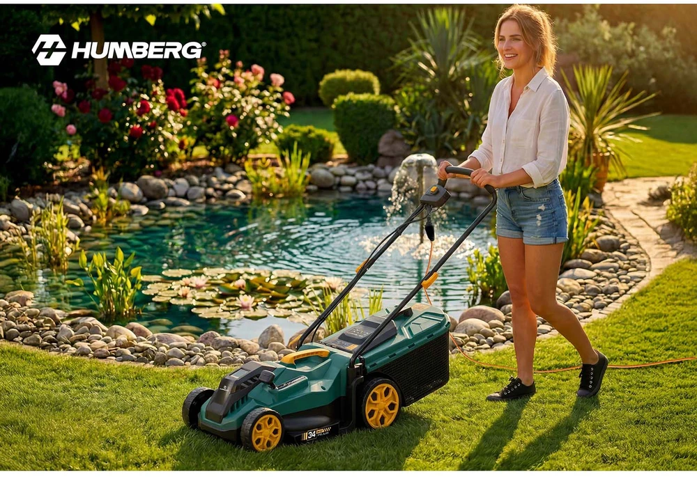 Lengva ir galinga elektrinė vejapjovė su reguliavimu 1400 W 34 cm Humberg HM-612
