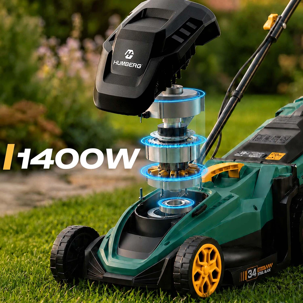 Lengva ir galinga elektrinė vejapjovė su reguliavimu 1400 W 34 cm Humberg HM-612