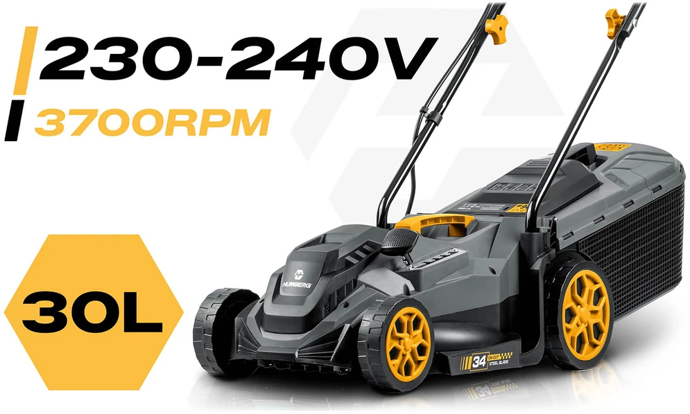 Lengva ir galinga elektrinė vejapjovė su reguliavimu 1400 W 34 cm Humberg HM-612